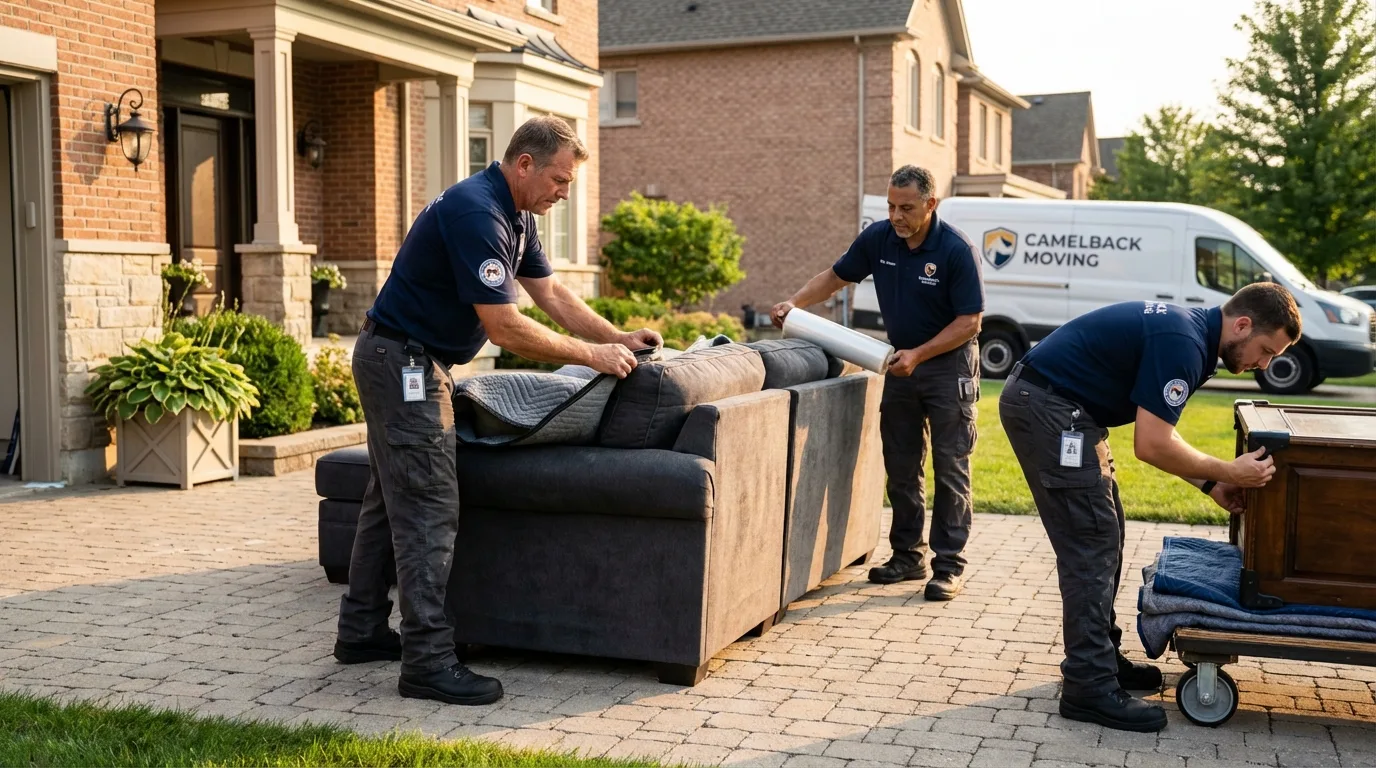 Large estate moving crew wrapping furniture in Mountlake Terrace, WA