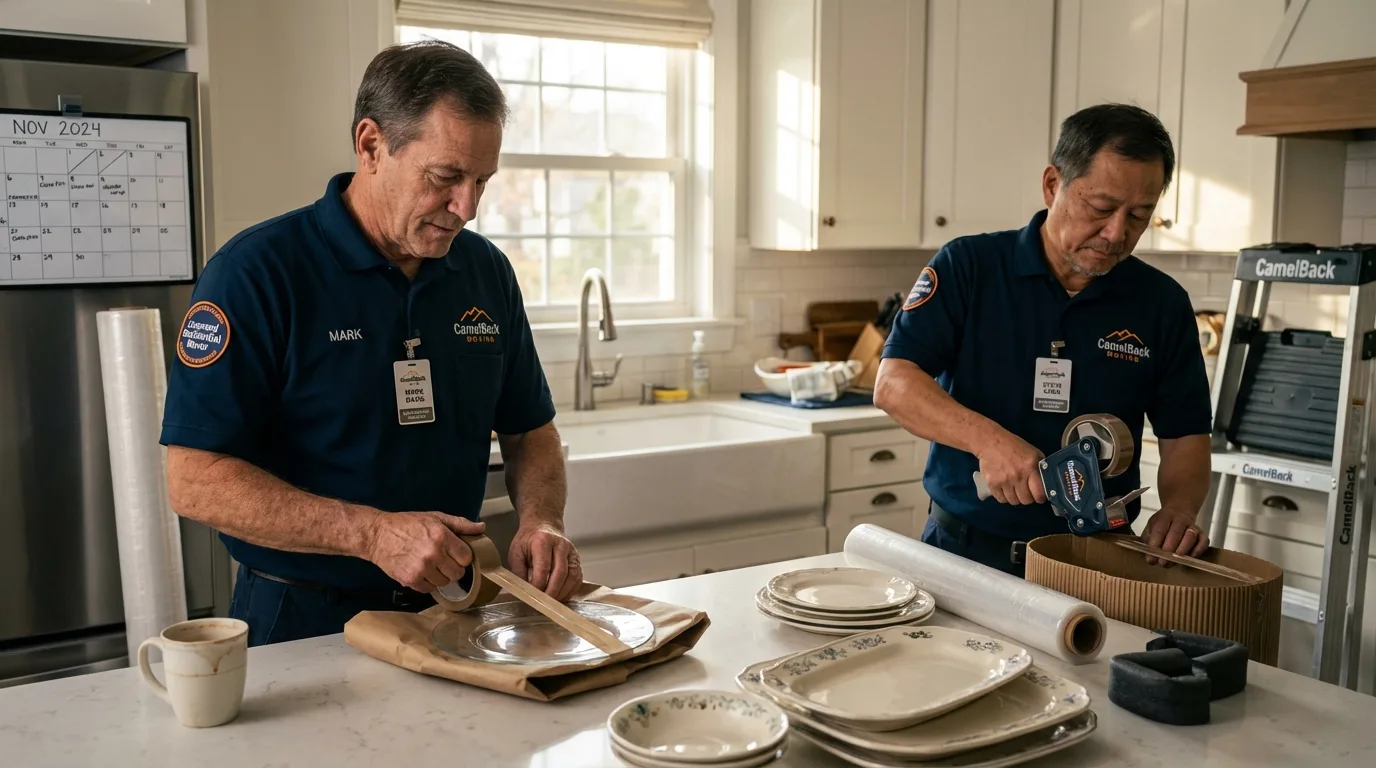 Professional crew packing kitchen dishware in Mountlake Terrace, WA