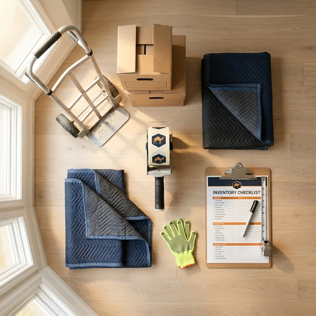 Professional moving supplies and packing materials layout for Mountlake Terrace residential relocations